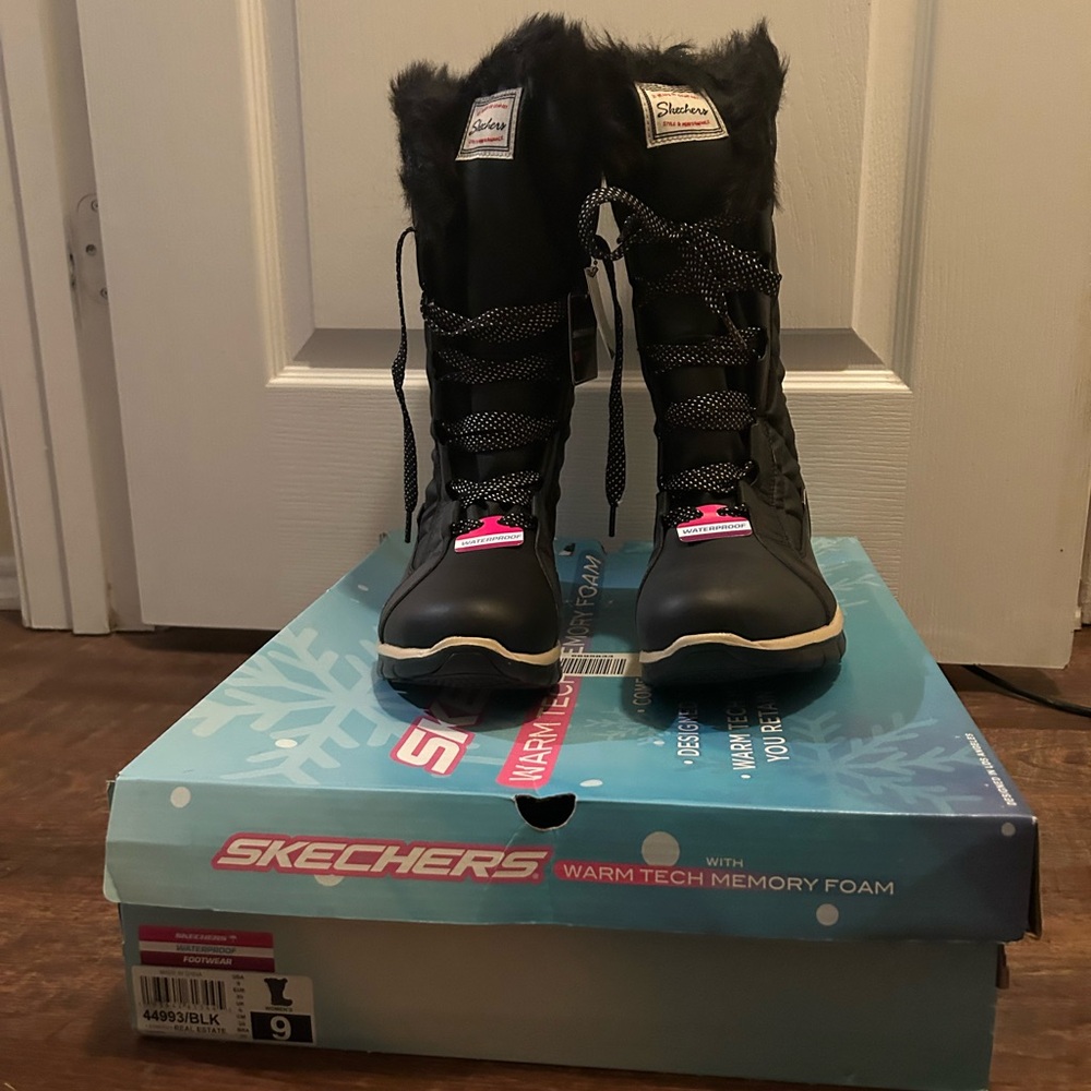 Skechers Black Winter Boots with Memory Foam